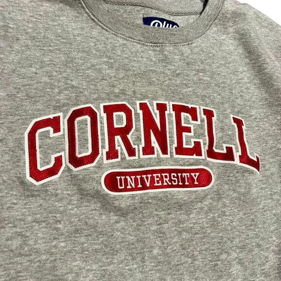 Cornell University Blue 84 Gray & Red Embroidered Crew Neck Sweatshirt, Men's M - Picture 3 of 4